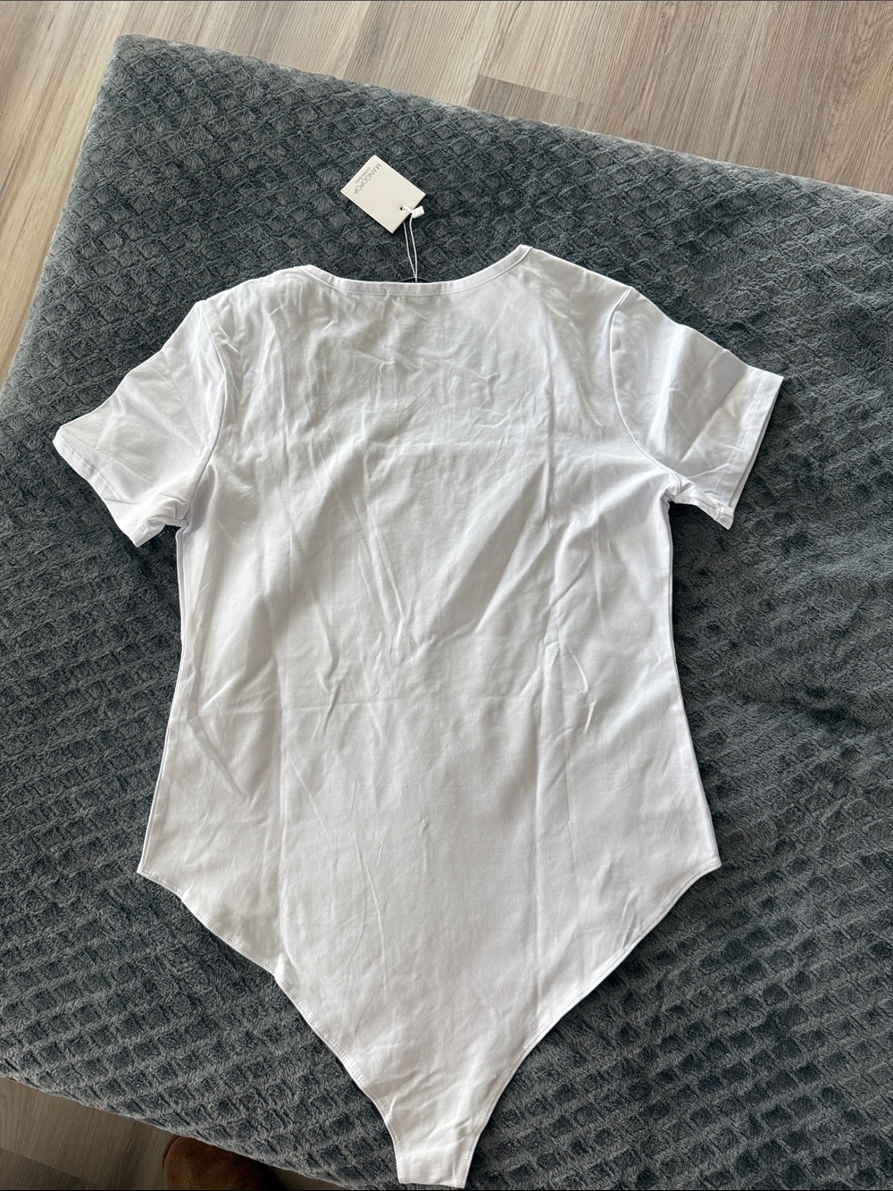 Square Neck White Short Sleeve Bodysuit - Women - Picture 3 of 5